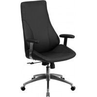 Flash Furniture BT-90068H-GG High Back Black Leather Executive Swivel Office Chair